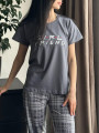 Парні піжами у стилі Family Look "Друзі" футболка та штани в клітину