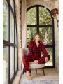 Жіноча тепла піжама з мікробайки в клітину червоно-чорна