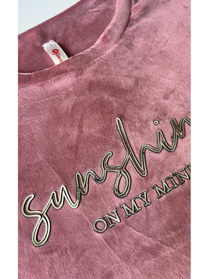 Домашня жіноча піжама-костюм з велюру Sunshine, горошок