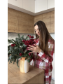 Домашняя женская пижама COSY в клетку красно/белая (рубашка+штаны)