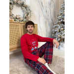Пижама мужская новогодняя теплая "Winter Holiday", красно-синий