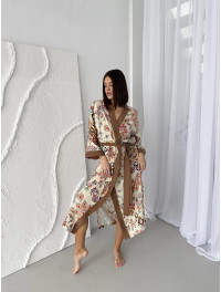 Женский халат кимоно длинный Boho Chic, карамель
