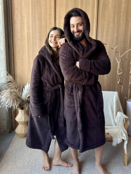 Халат унисекс с капюшоном Cuddle, шоколад