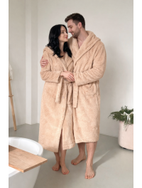 Халат унисекс с капюшоном Cuddle, беж